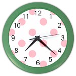 Polka Dots - Pink on White Color Wall Clock