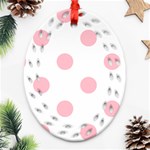 Polka Dots - Pink on White Oval Filigree Ornament (Two Sides)