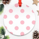 Polka Dots - Pink on White Ornament (Round)