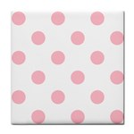 Polka Dots - Pink on White Tile Coaster