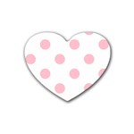 Polka Dots - Pink on White Heart Coaster (4 pack)