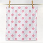 Polka Dots - Pink on White Face Towel