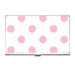 Polka Dots - Pink on White Business Card Holder