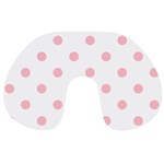 Polka Dots - Pink on White Travel Neck Pillow