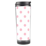 Polka Dots - Pink on White Travel Tumbler