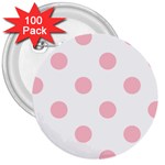 Polka Dots - Pink on White 3  Button (100 pack)