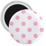Polka Dots - Pink on White 3  Magnet