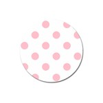 Polka Dots - Pink on White Magnet 3  (Round)