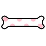 Polka Dots - Pink on White Magnet (Dog Bone)