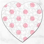 Polka Dots - Pink on White Jigsaw Puzzle (Heart)