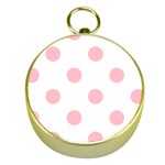 Polka Dots - Pink on White Gold Compass