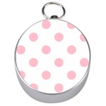 Polka Dots - Pink on White Silver Compass