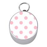 Polka Dots - Pink on White Silver Compass (Mini)
