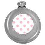 Polka Dots - Pink on White Hip Flask (5 oz)