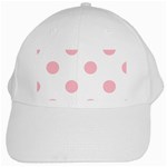 Polka Dots - Pink on White White Cap