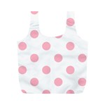Polka Dots - Cherry Blossom Pink on White Full Print Recycle Bag (M)