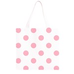 Polka Dots - Cherry Blossom Pink on White Grocery Light Tote Bag