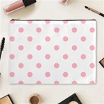 Polka Dots - Cherry Blossom Pink on White Cosmetic Bag (XL)