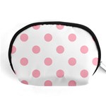 Polka Dots - Cherry Blossom Pink on White Accessory Pouch (Medium)