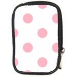 Polka Dots - Cherry Blossom Pink on White Compact Camera Leather Case