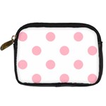 Polka Dots - Cherry Blossom Pink on White Digital Camera Leather Case