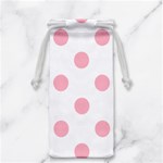 Polka Dots - Cherry Blossom Pink on White Jewelry Bag