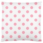 Polka Dots - Cherry Blossom Pink on White Large Flano Cushion Case (Two Sides)