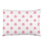 Polka Dots - Cherry Blossom Pink on White Pillow Case (Two Sides)