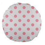 Polka Dots - Cherry Blossom Pink on White Large 18  Premium Round Cushion