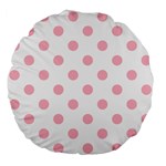 Polka Dots - Cherry Blossom Pink on White Large 18  Premium Flano Round Cushion