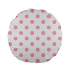 Polka Dots - Cherry Blossom Pink on White Standard 15  Premium Flano Round Cushion