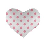 Polka Dots - Cherry Blossom Pink on White Standard 16  Premium Flano Heart Shape Cushion