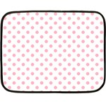 Polka Dots - Cherry Blossom Pink on White Double Sided Fleece Blanket (Mini)