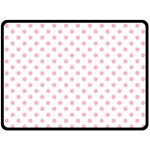 Polka Dots - Cherry Blossom Pink on White Double Sided Fleece Blanket (Large) (Two Sides)
