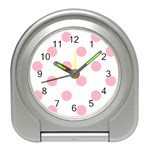 Polka Dots - Cherry Blossom Pink on White Desk Alarm Clock