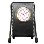 Polka Dots - Cherry Blossom Pink on White Pen Holder Desk Clock