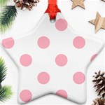 Polka Dots - Cherry Blossom Pink on White Ornament (Star)