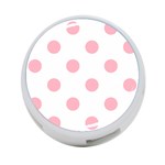 Polka Dots - Cherry Blossom Pink on White 4-Port USB Hub (One Side)