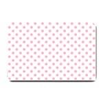 Polka Dots - Cherry Blossom Pink on White Small Doormat