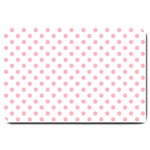 Polka Dots - Cherry Blossom Pink on White Large Doormat