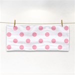 Polka Dots - Cherry Blossom Pink on White Hand Towel