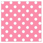 Polka Dots - White on Flamingo Pink Large Satin Scarf (Square)