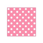 Polka Dots - White on Flamingo Pink Satin Bandana Scarf