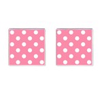 Polka Dots - White on Flamingo Pink Cufflinks (Square)