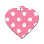 Polka Dots - White on Flamingo Pink Dog Tag Heart (Two Sides)