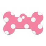 Polka Dots - White on Flamingo Pink Dog Tag Bone (One Side)