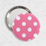 Polka Dots - White on Flamingo Pink 2.25  Handbag Mirror
