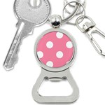 Polka Dots - White on Flamingo Pink Bottle Opener Key Chain