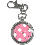 Polka Dots - White on Flamingo Pink Key Chain Watch