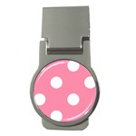 Polka Dots - White on Flamingo Pink Money Clip (Round)